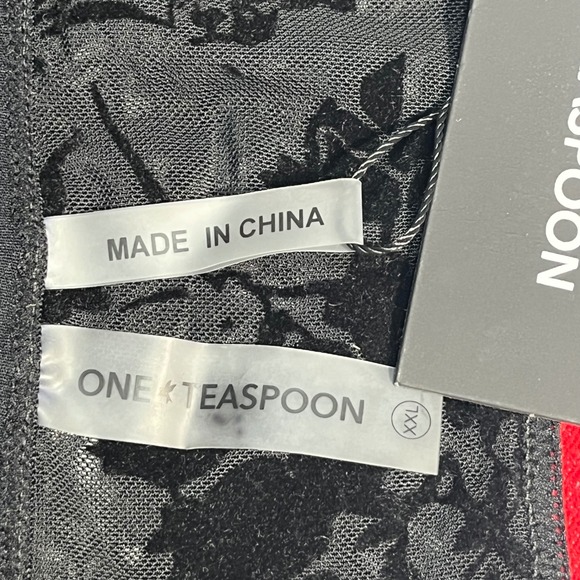 One Teaspoon Black Shadow Flower Mesh Bandeau Bralette Women XXL Lace Floral NEW - Picture 9 of 11